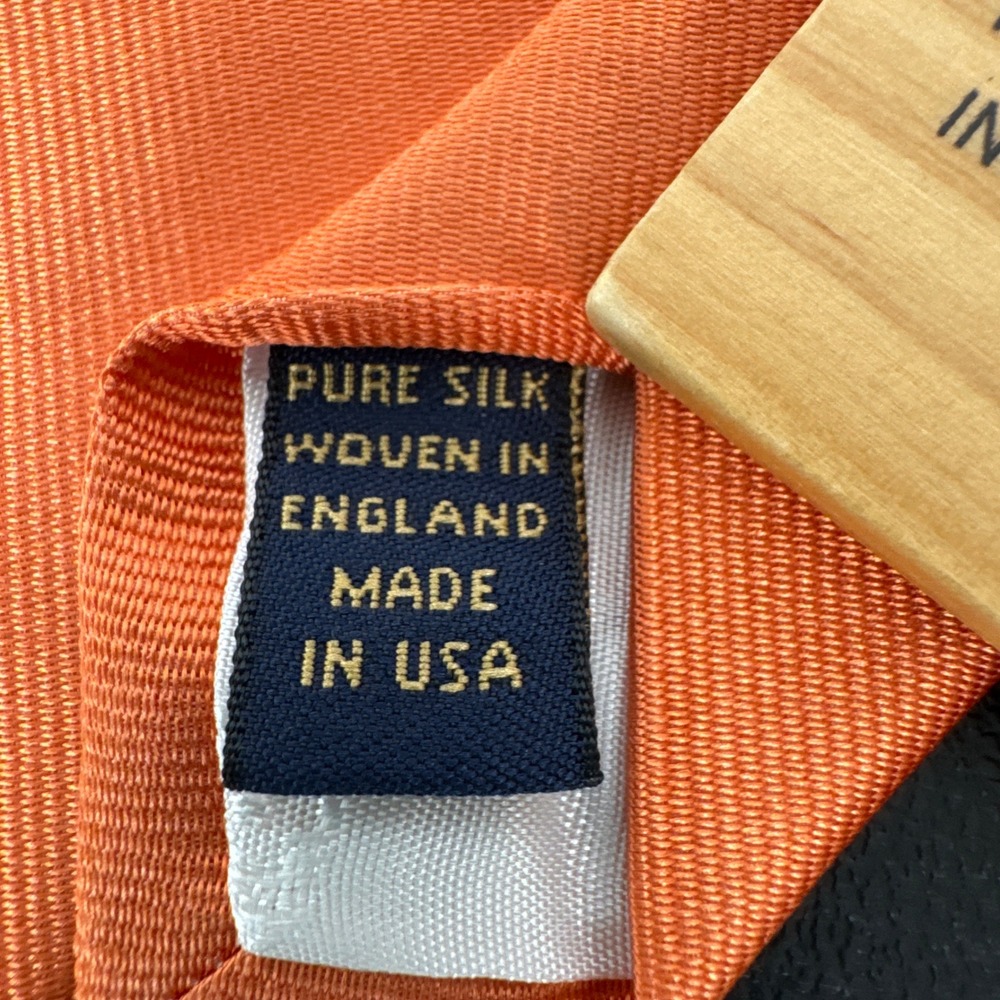 Brooks Brothers Makers Orange Silk Repp Tie Made in USA English Fabric 3.75 W - Picture 3 of 6